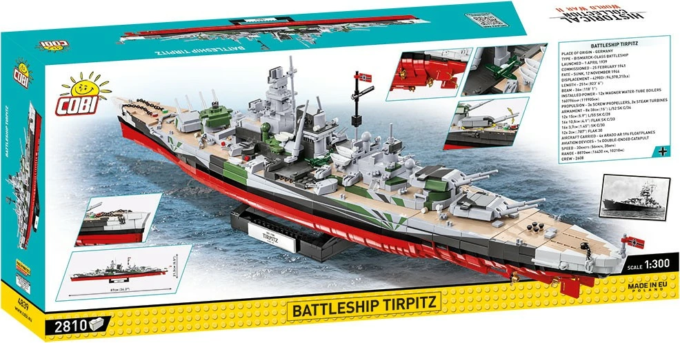 Set ndërtimi Cobi Klocki Battleship Tirpitz, 2810 pjesë, plastikë, Historical Collection