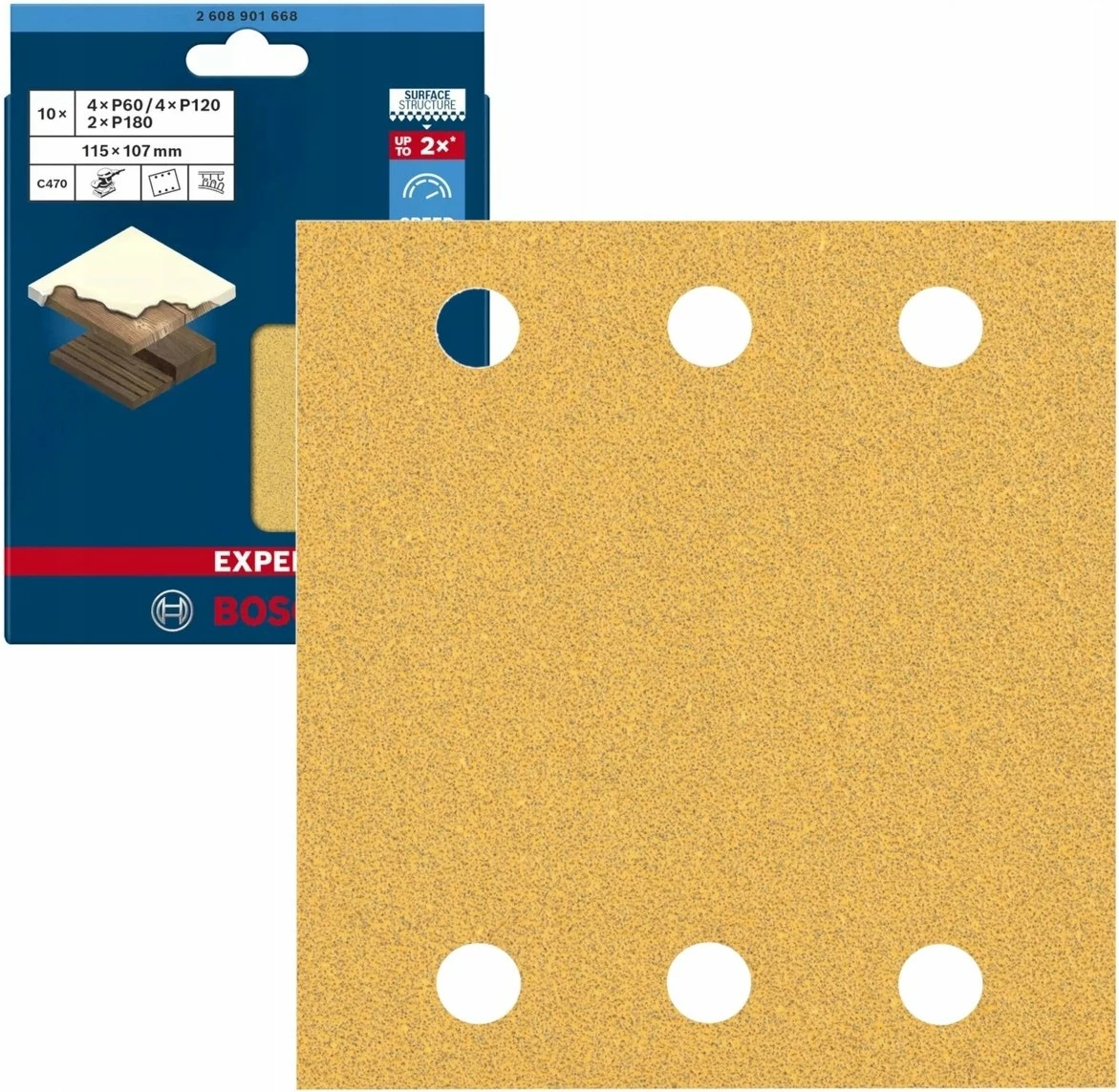 Set letre zmerile Bosch C470 115x107 mm G60/120/180, 10 copë