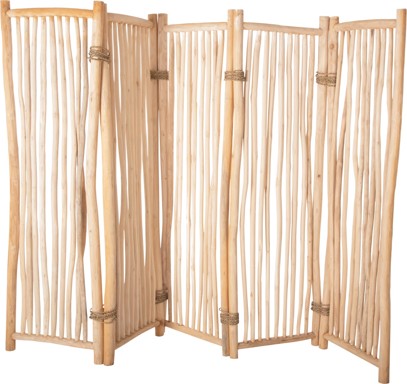 Ndarës dhome me 5 fletë, degë TEAK, ngjyrë natyrale, 216-275x180H cm