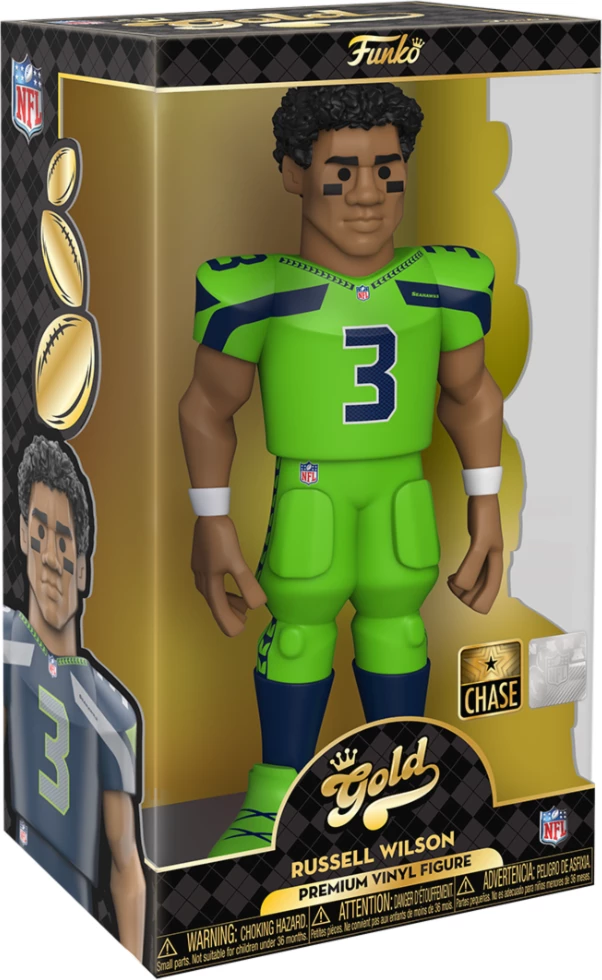 Figurinë vinyl koleksionuese Funko Gold NFL Seattle Seahawks Russell Wilson 12\" (Chase), jeshile