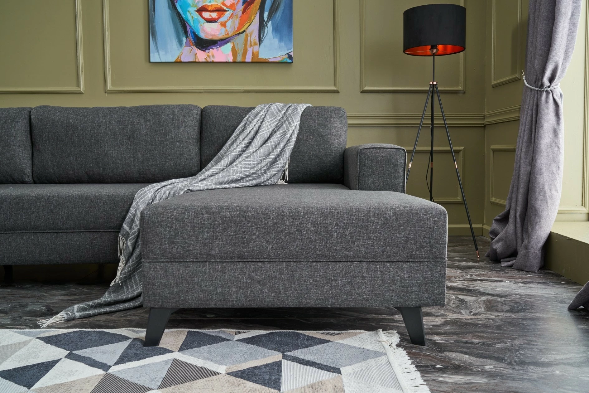 Kënd-sofë krevate Atelier del Sofa, Efsun, antracit