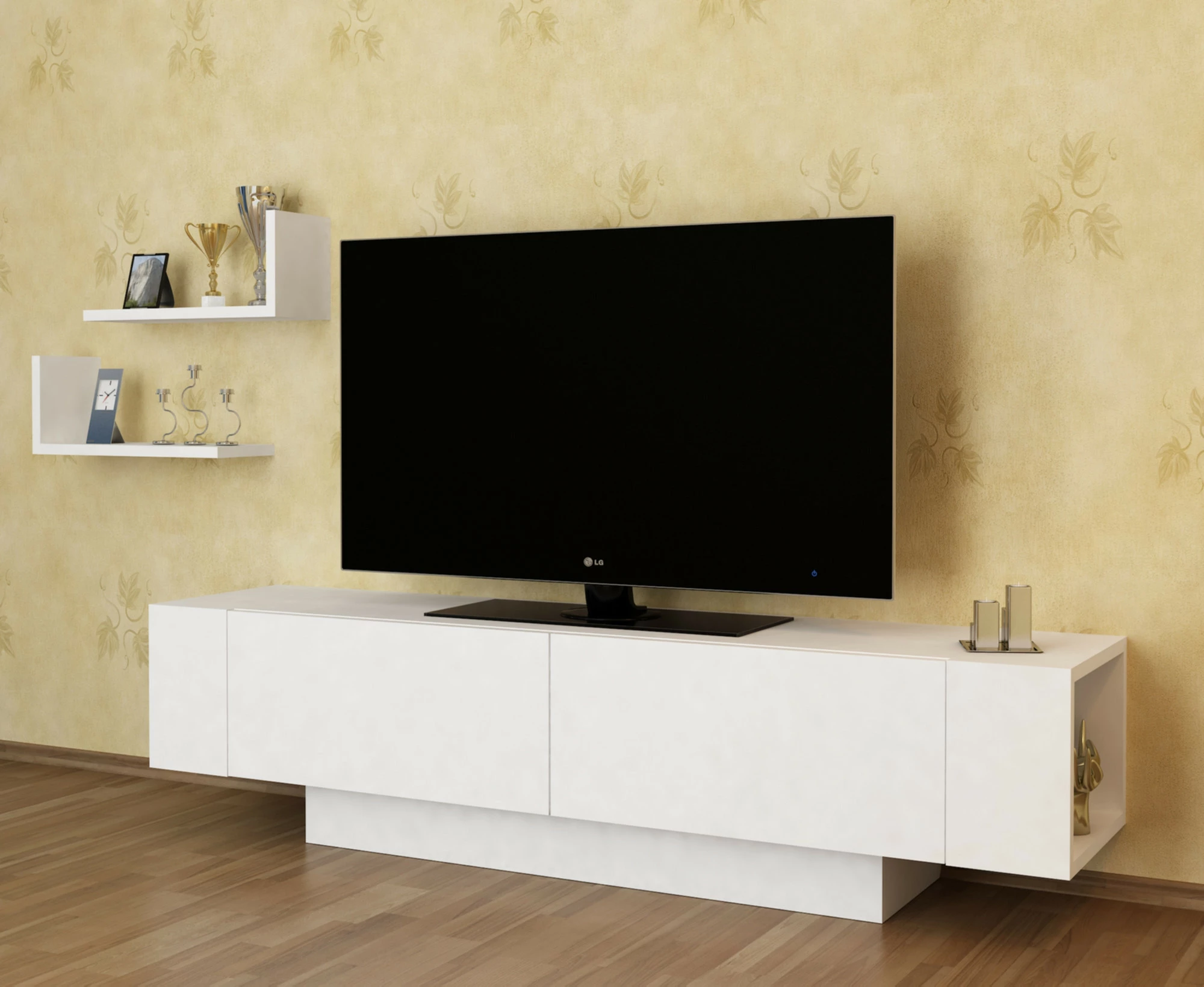 Komodë TV Hanah Home, Ekol, e bardhë