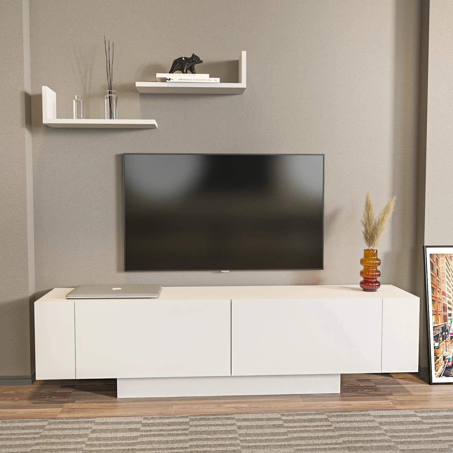 Komodë TV Hanah Home, Ekol, e bardhë
