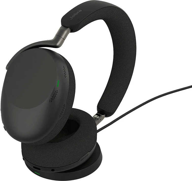 Kufje Jabra Evolve3 85 MS, Bluetooth 5.3, me Link 390c dhe stacion karikimi, të zeza