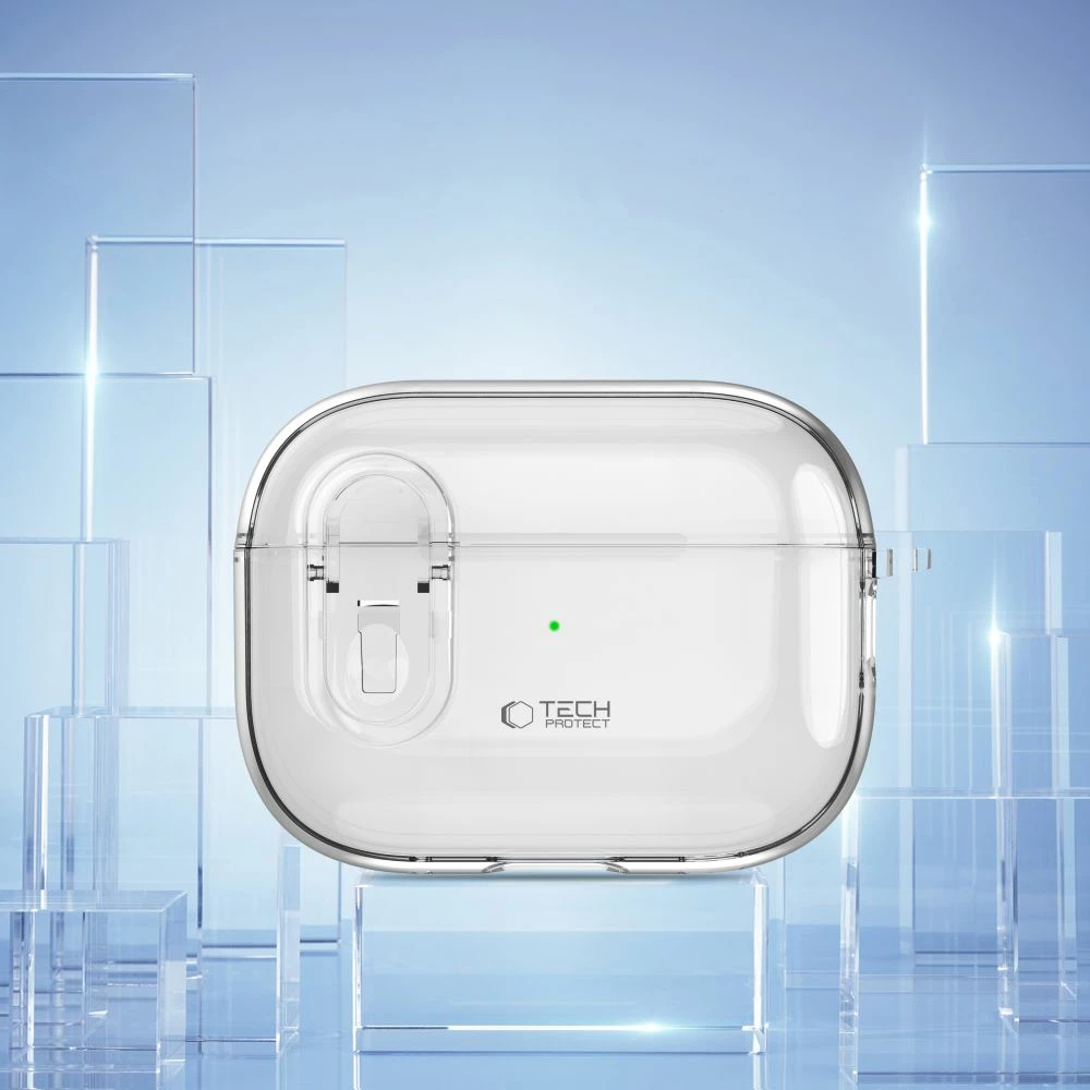 Mbështjellës Tech-Protect Slim Hook për AirPods 1/2, Transparent