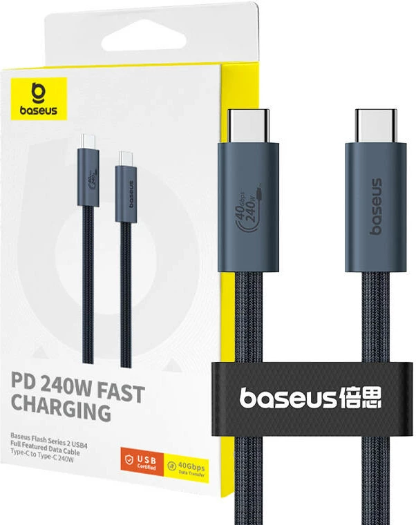Kabllo USB-C në USB-C Baseus Flash 2, 1m, 240W, e zezë