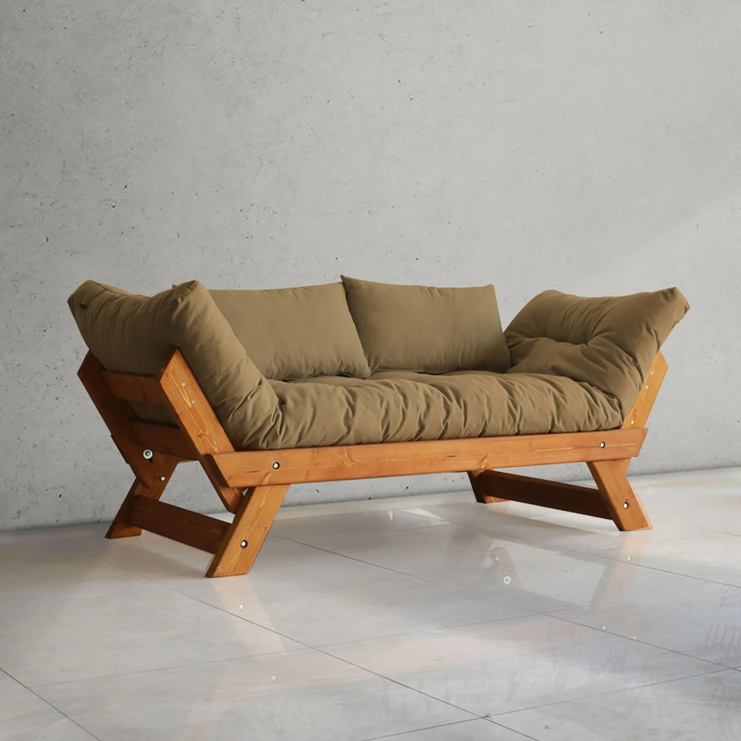 Divan kopshti dy vendësh, Skye Decor, ngjyrë teak dhe camel, CPT8125-210