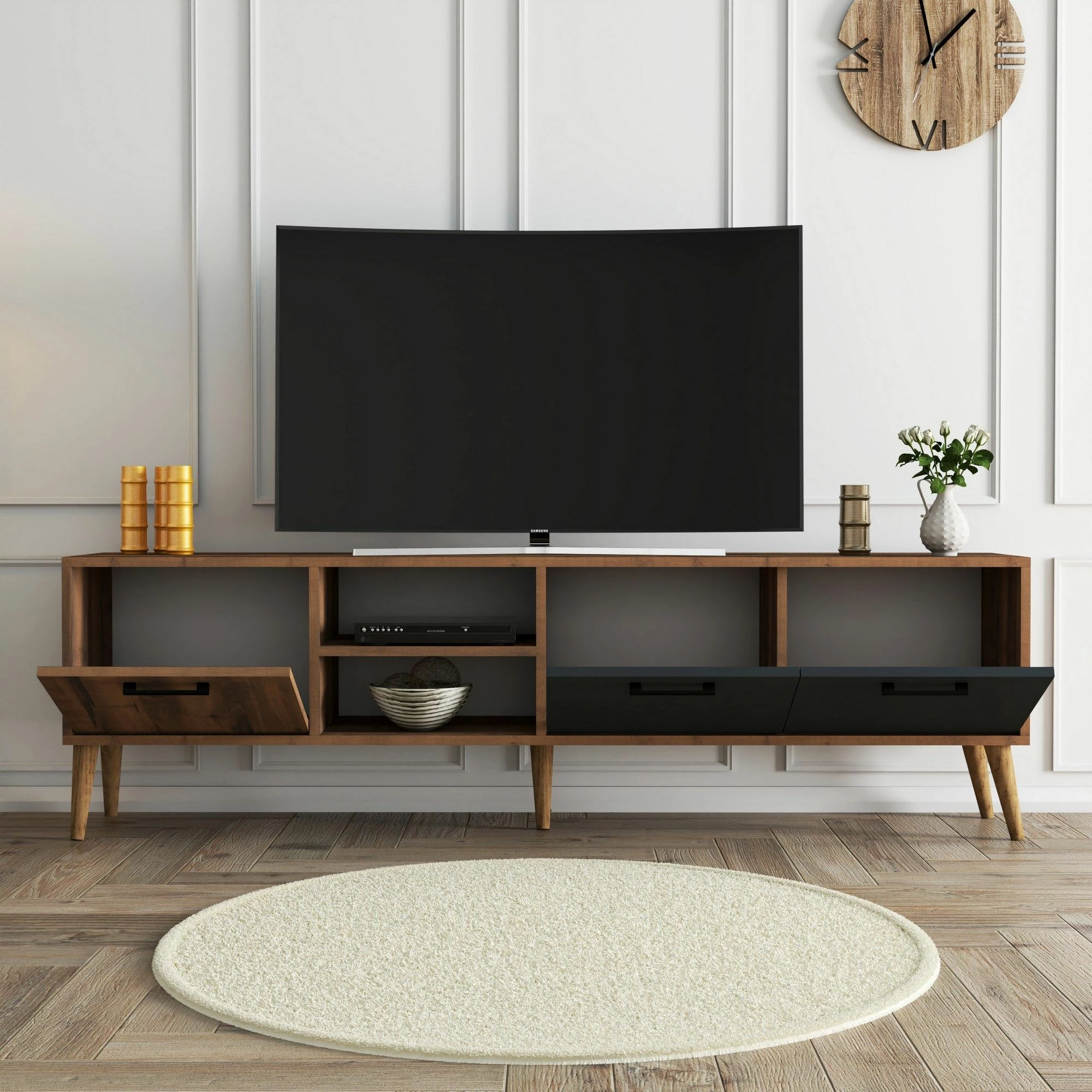 Komodë për TV, ngjyrë arre dhe antracit, Exxen - 1581