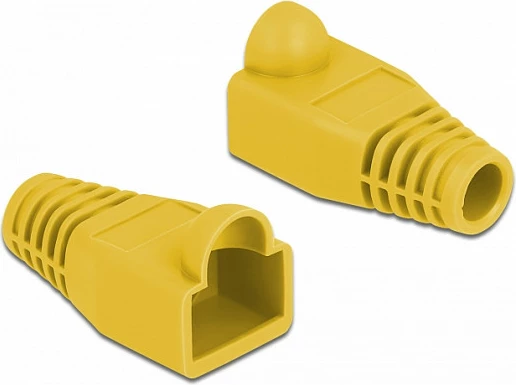 Mbrojtëse gome për konektor RJ45 DeLOCK, 20 copë, 28x15x14 mm, e verdhë