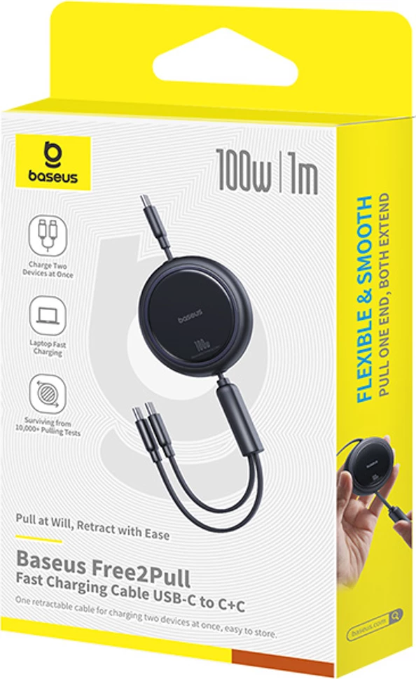 Kabllo tërheqëse USB-C Baseus Bright Mirror Series, 2x USB-C, 100W, 1m, e zezë
