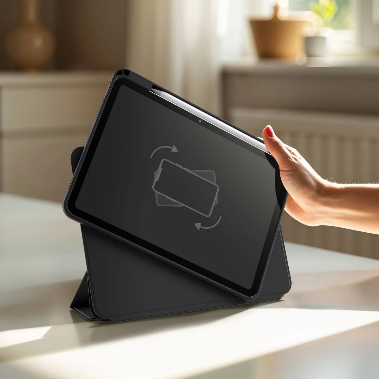 Mbështjellës tablet AmazingThing Titan Pro Mag Case për iPad Air 11" M3/M2 dhe 10.9" (5 gjeneratë), 720° rrotullim, mbajtëse Apple Pencil, i zi