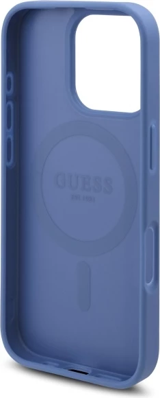 Mbështjellës Guess 4G Flowers Print MagSafe për iPhone 16 Pro, Kaltër