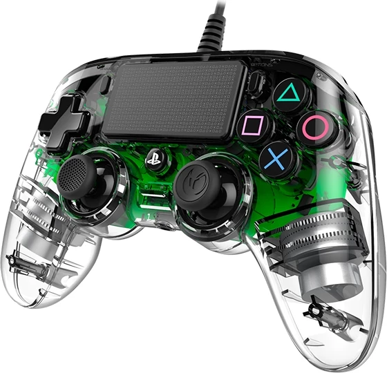 Kontroller loje Nacon PS4 me kabllo, transparent, kabllo 3 m, jeshile