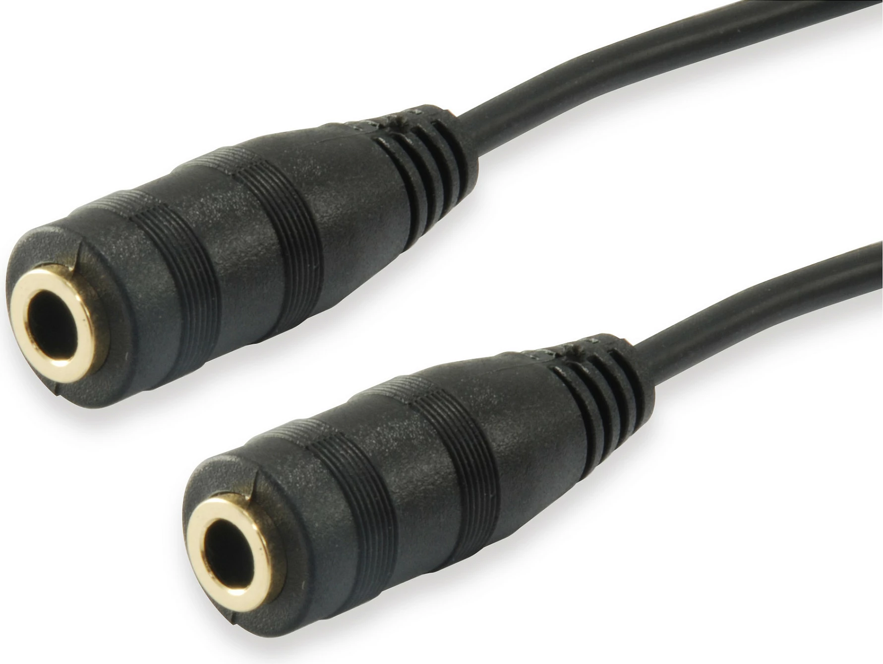 Kabllo audio ndarëse Equip, 2x3.5mm mashkull në 3.5mm femër, 0.13m, e zezë
