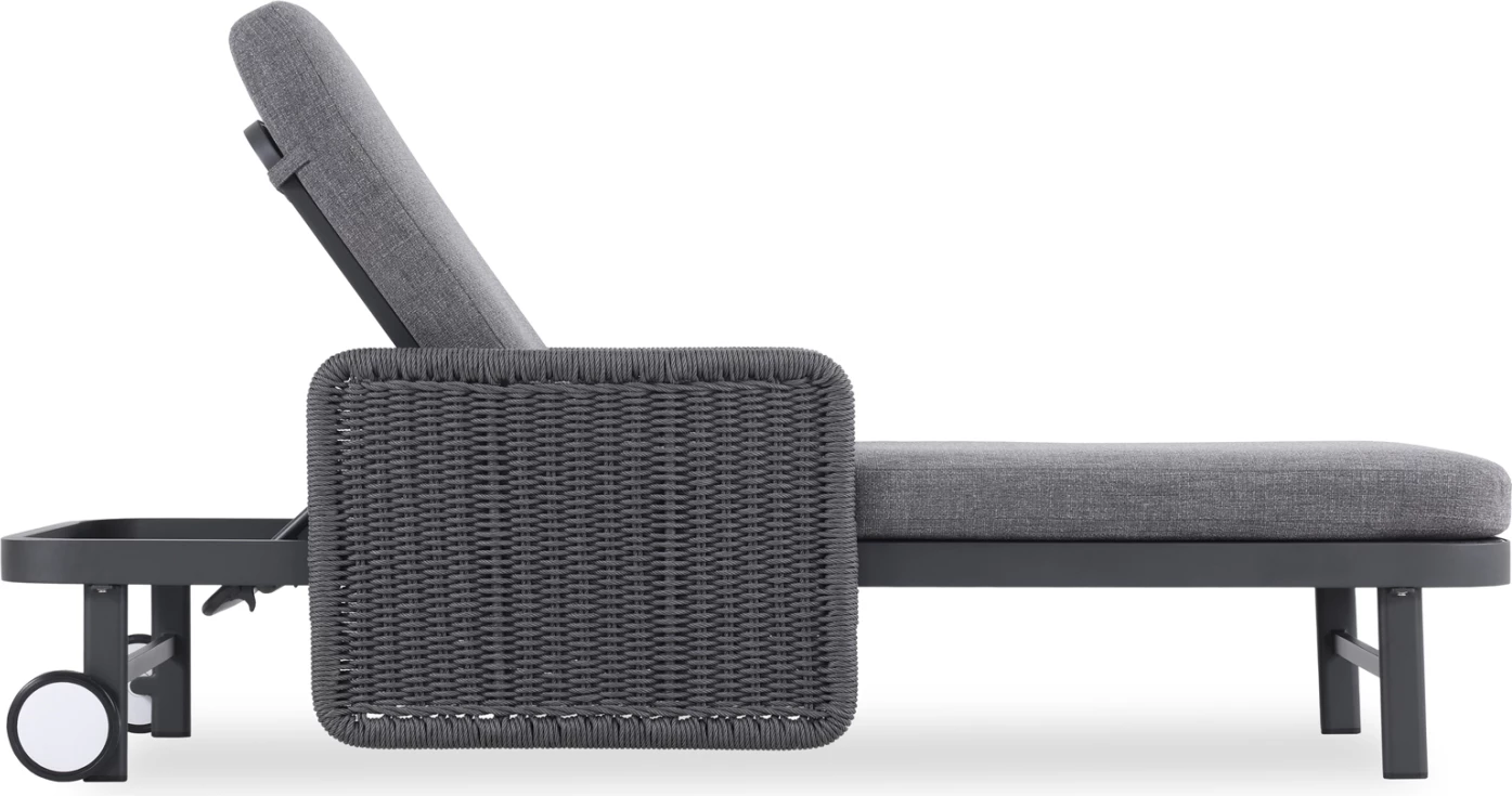 Shezlong alumini, seri Destiny, ngjyrë qymyr, ratan gri, Candeo