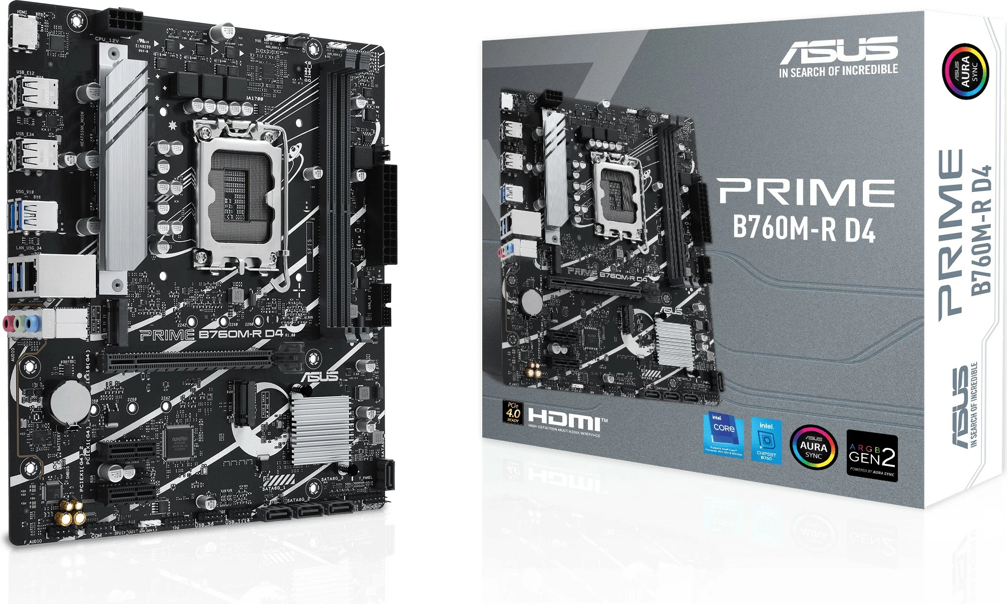 Pllakë amë ASUS PRIME B760M-R D4, Intel, LGA 1700, DDR4-SDRAM, 64 GB