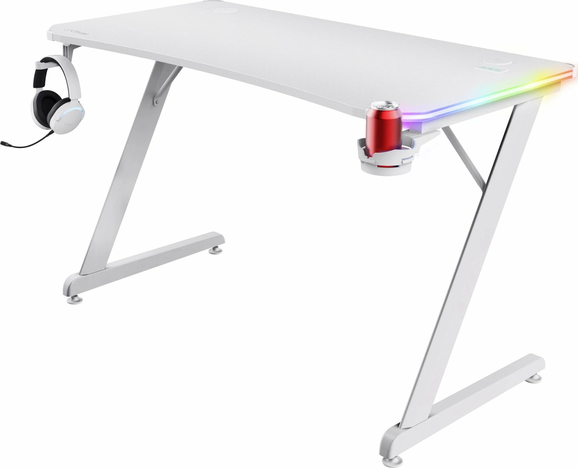 Tavolinë gaming Trust GXT 709W Luminus 120x60 cm RGB, e bardhë