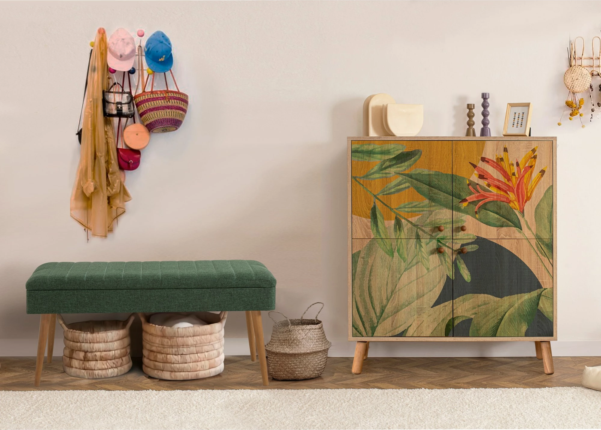 Set mobiljesh për korridor, Sonomo dhe e gjelbër, Skye Decor Multilux - Saka - 1070