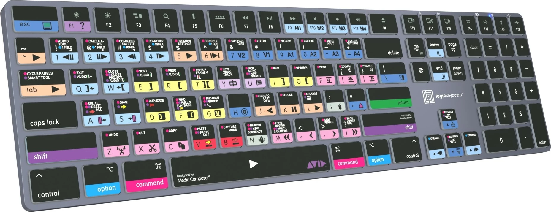 Kasë Logickeyboard LKB-MCOMP-TM-UK, full-size, wireless & me kabllo, Bluetooth, QWERTY, gri titanium