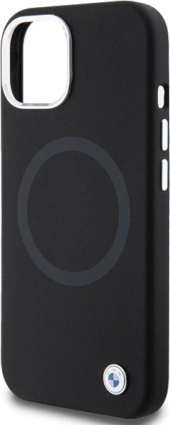 Mbështjellës BMW Signature Liquid Silicone MagSafe për iPhone 15 Plus/14 Plus, i zi