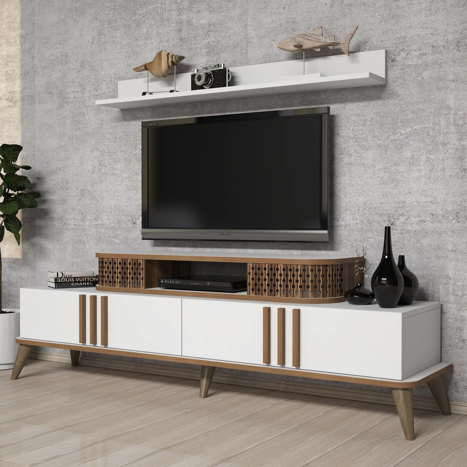 Komodë TV Skye Decor, Eylül, e bardhë