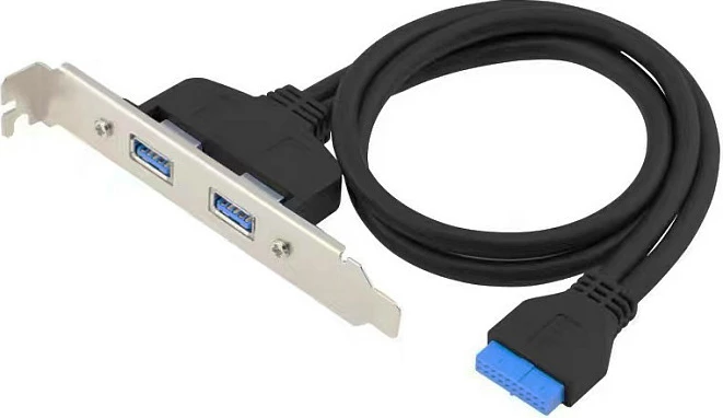 Braket USB Conceptronic 19/20-pin në 2x USB-A 3.0 (USB 3.2 Gen 1), i zi