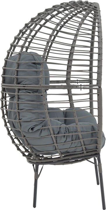 Karrige Nestie, bastun, ngjyrë gri, këmbë metalike, jastëk gri, 102x80x155cm