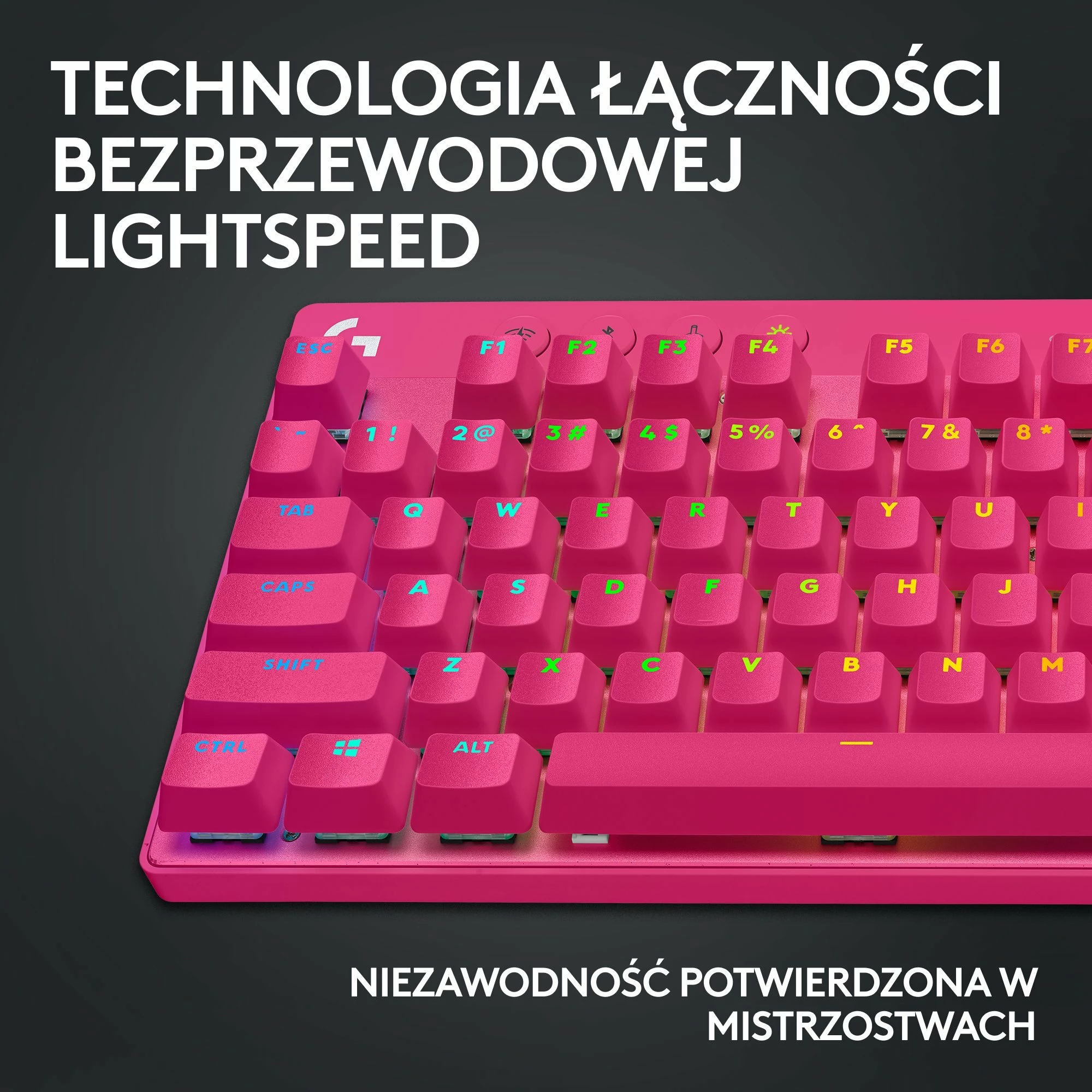 Tastierë gaming Logitech PRO X TKL Lightspeed 920-012159, mekanike GX Brown, TKL 80%, US layout, wireless 2.4GHz/Bluetooth/USB, RGB, rozë