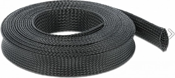 Mëngë mbrojtëse e gërshetuar për kabllo DeLOCK 18851, Ø2.5 cm, poliester, e zezë