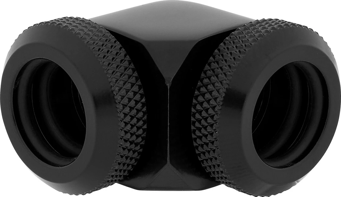 Adapter 90° Corsair Hydro X Series XF për hardline tub 12mm, paketë 2 copë, i zi