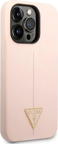 Mbështjellës Guess GUHCP14LSLTGP për iPhone 14 Pro 6.1", silikon, rozë