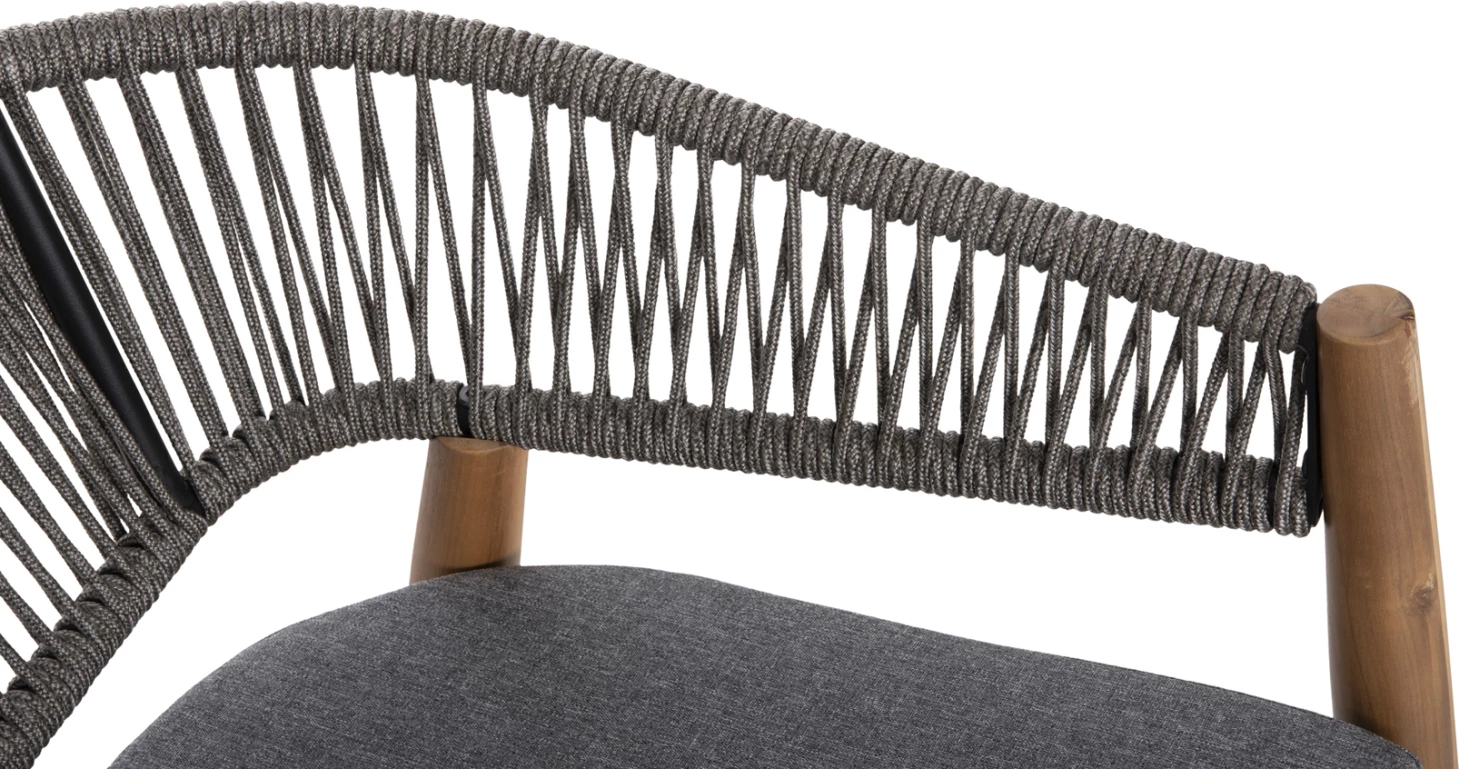 Karrige për tavolinë terase NAVAN FH6135.01 dru akacie natyrale-litar najloni gri 59x58x76Hcm., set prej 4 copë