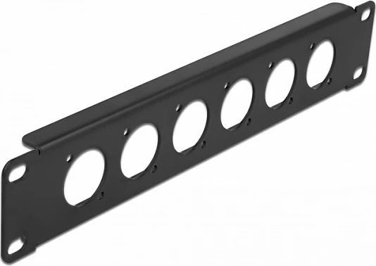 Patch panel DeLOCK 10" D-Type 6 porta, 1U, montim në rack, i zi