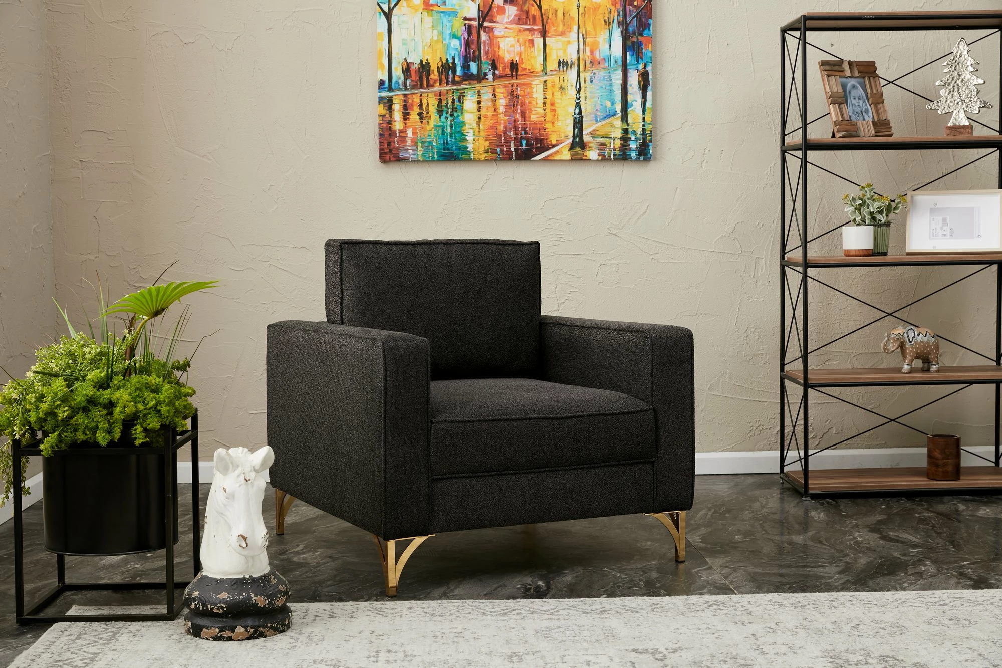 Karrige një vendëshe Atelier del Sofa, Berlin, antracit, ar