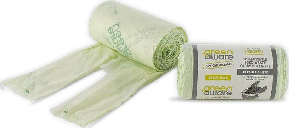 Qese kompostuese për mbeturina ushqimore GreenAware 8L, 40 copë, jeshile e çelët