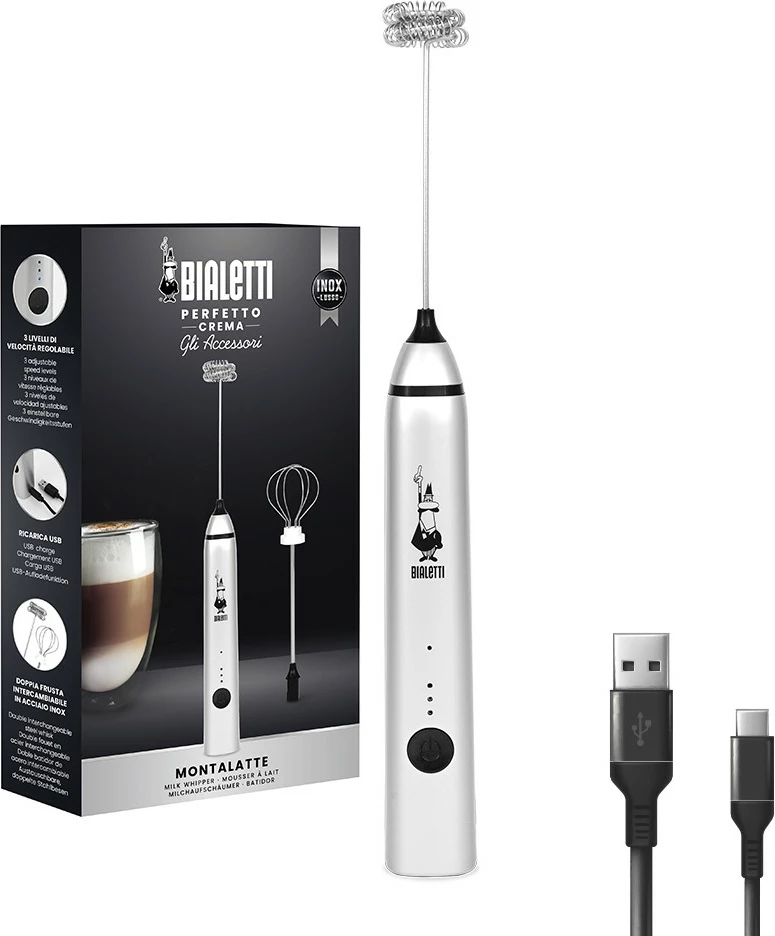 Shkumues qumështi Bialetti PRO SILVER, automatik, pa kabllo, çelik inox