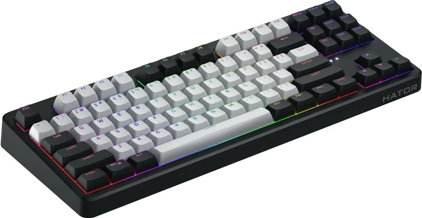 Tastierë Hator Rockfall 3 TKL, mekanike, RGB, wireless/USB-C, e zezë-bardhë