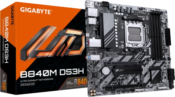 Pllakë amë GIGABYTE B840M DS3H, AM5, DDR5, mATX, 2.5GbE, 2x M.2