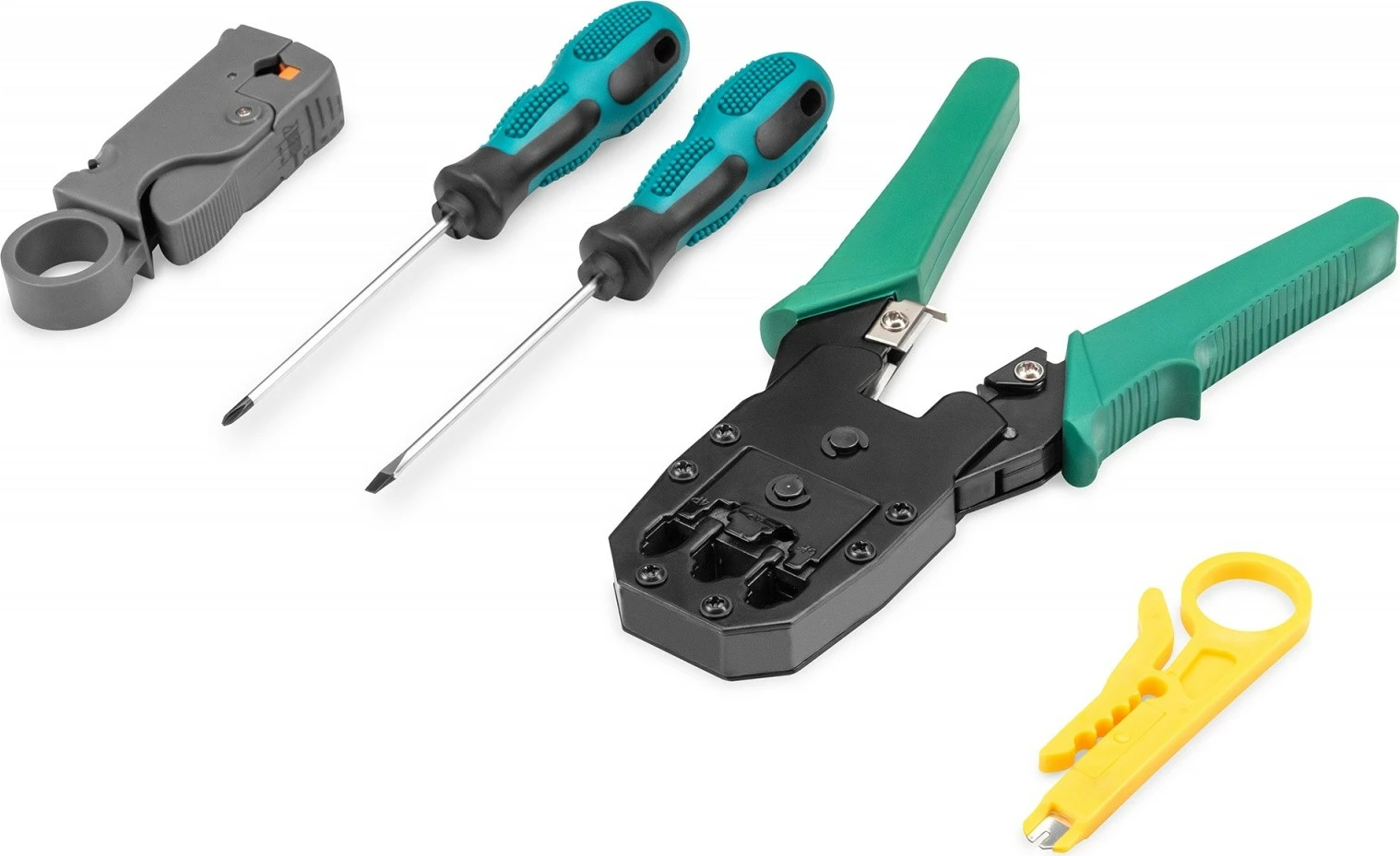 Set veglash rrjeti Digitus DN-94027 me testues kabllosh, kaçavida, krimpues dhe çantë tekstili