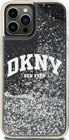 Mbështjellës DKNY Liquid Glitter Big Logo për iPhone 12/12 Pro, i zi