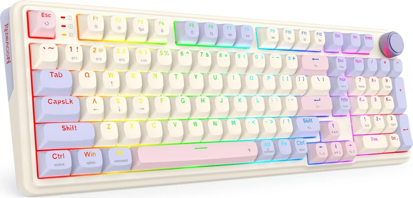 Tastierë gaming Redragon Eisa K768VI-WL, 96%, mekanike Hot-Swap, wireless/Bluetooth, RGB, e bardhë