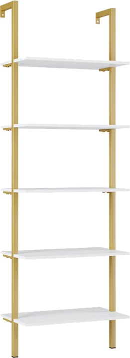 Raft muri Tenesi, ngjyrë e bardhë me kornizë metalike ari, 60x22x200cm