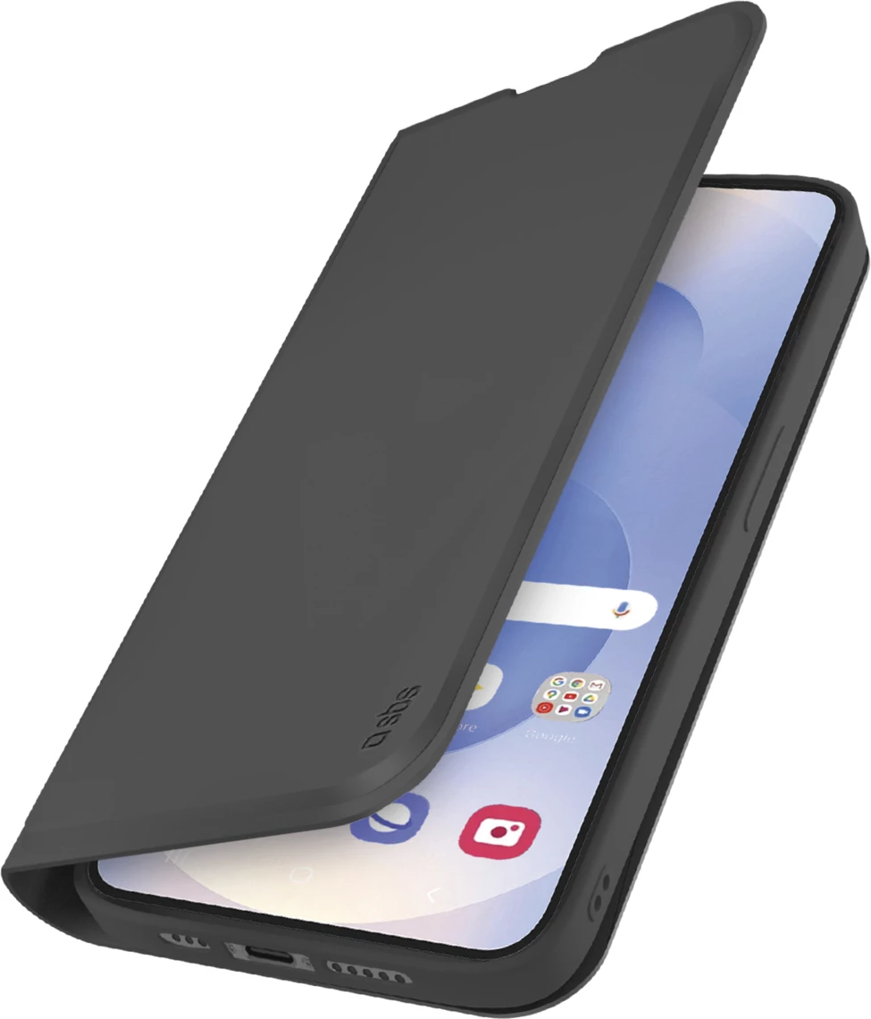 Mbështjellës SBS Wallet me stand dhe xhep për Samsung Galaxy S25 Edge, i zi