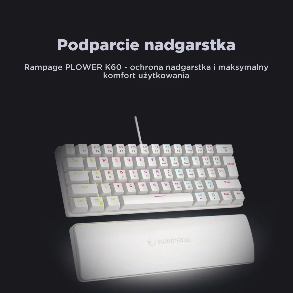 Tastierë mekanike Rampage PLOWER K60, RMP Blue, e bardhë