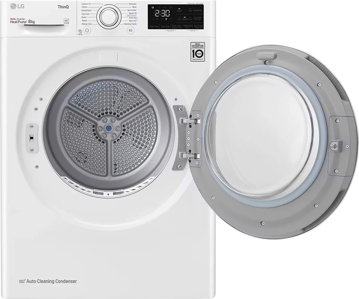 Tharëse rrobash, LG, RH80V3AV6N, 8 kg, Dual Inverter Heat Pump A++, e bardhë