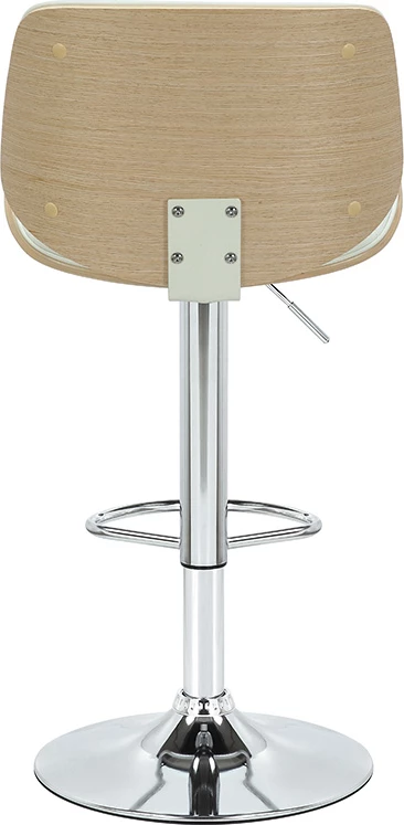 Karrige për bar Fern, palosëse, lëkurë artificiale e bardhë, dru natyral, metal krom, 48x50x88/108cm