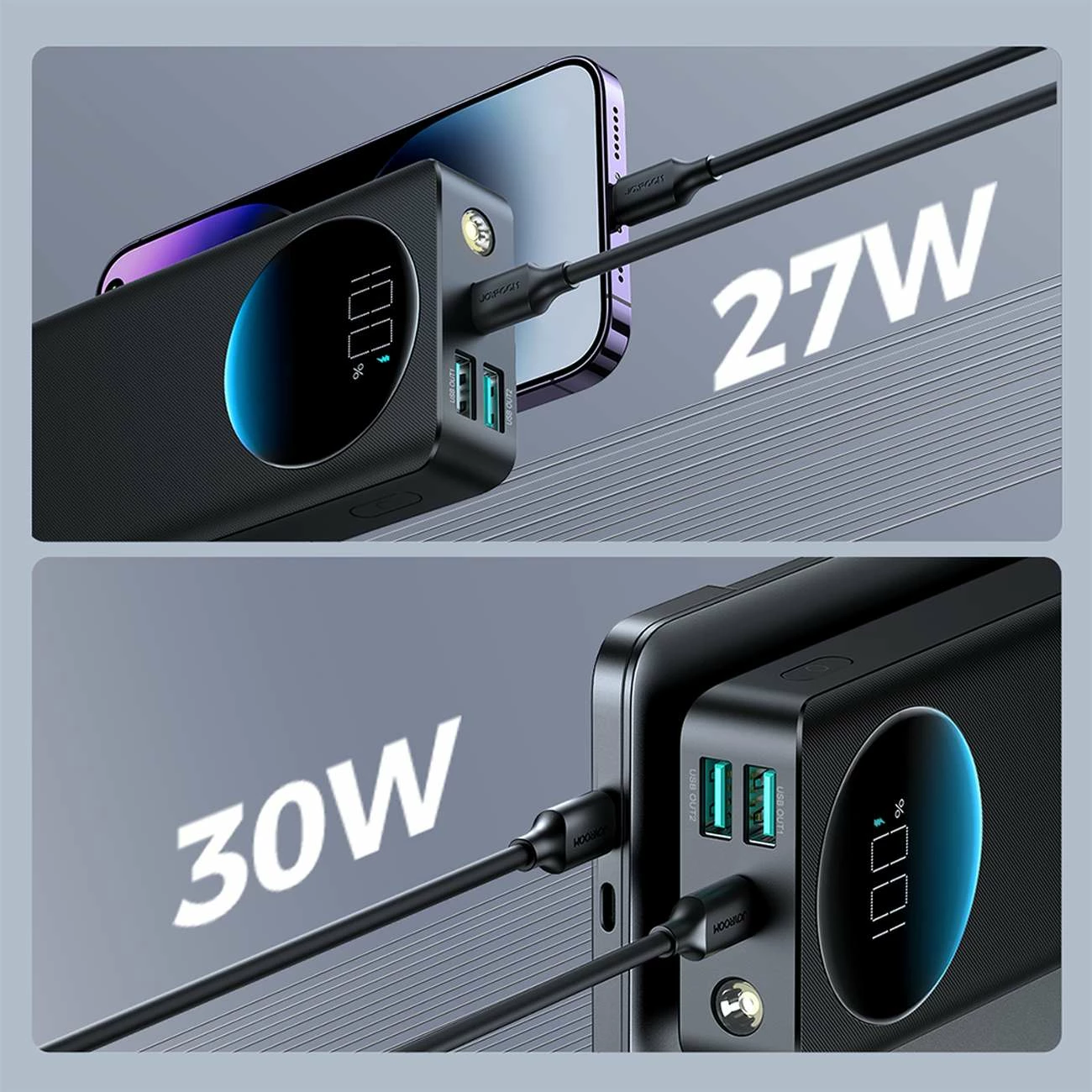 Powerbank Joyroom JR-PBF02, 20000mAh, 30W, me kabllo USB-A në USB-C, e zezë