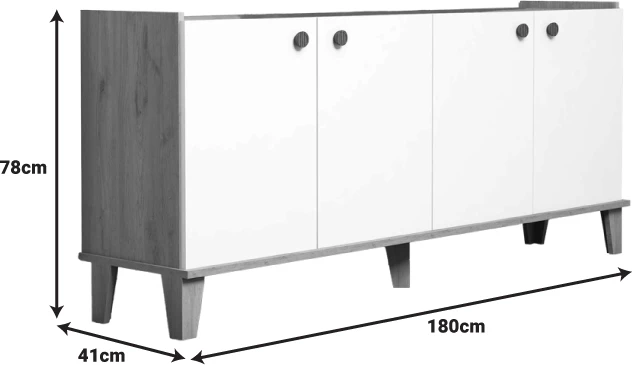 Sideboard Lethak ngjyrë lisi-bardhë 180x41x78cm