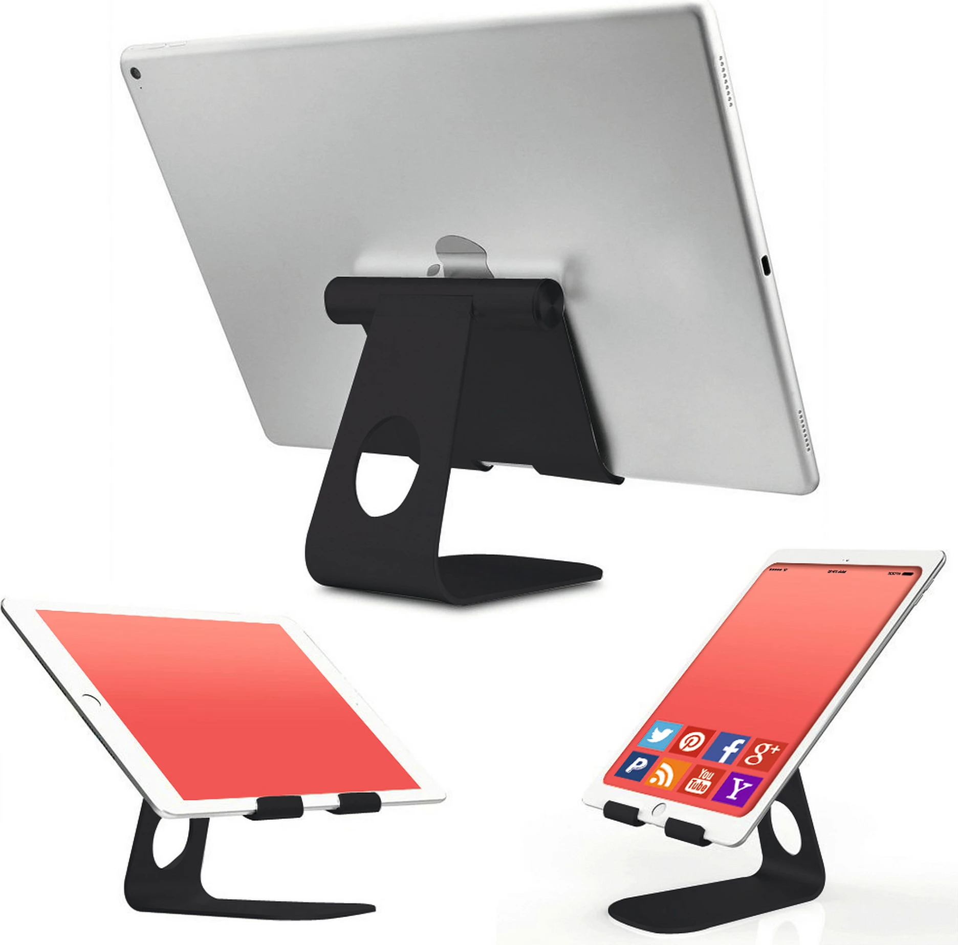 Mbajtës për tablet TerraTec iTab M, deri 10", alumin, i zi/argjendtë