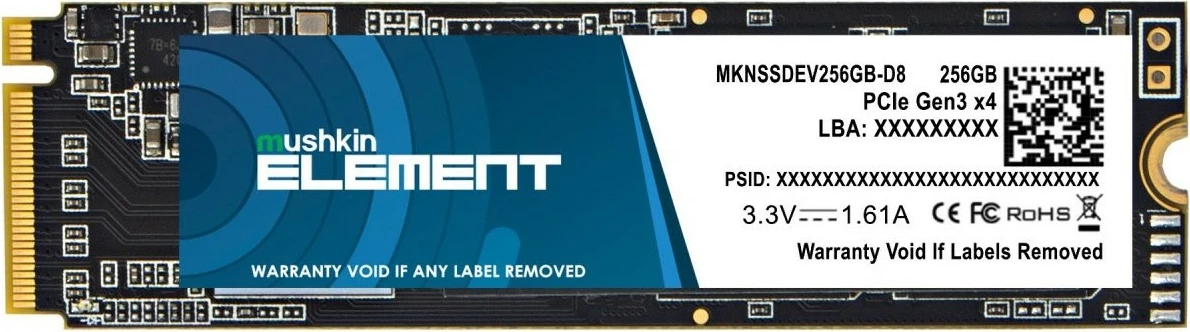 SSD Mushkin Element 256GB NVMe PCIe3.0 x4